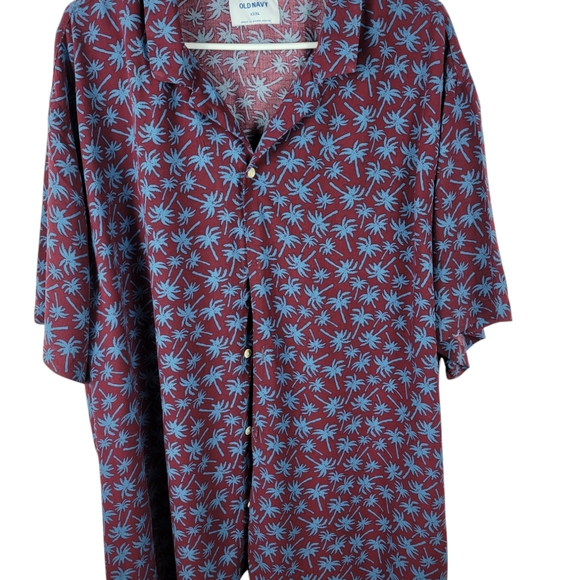 Old Navy Mens Burgundy short sleeve shirt button down Hawaii Tropical XXXL - Picture 5 of 5